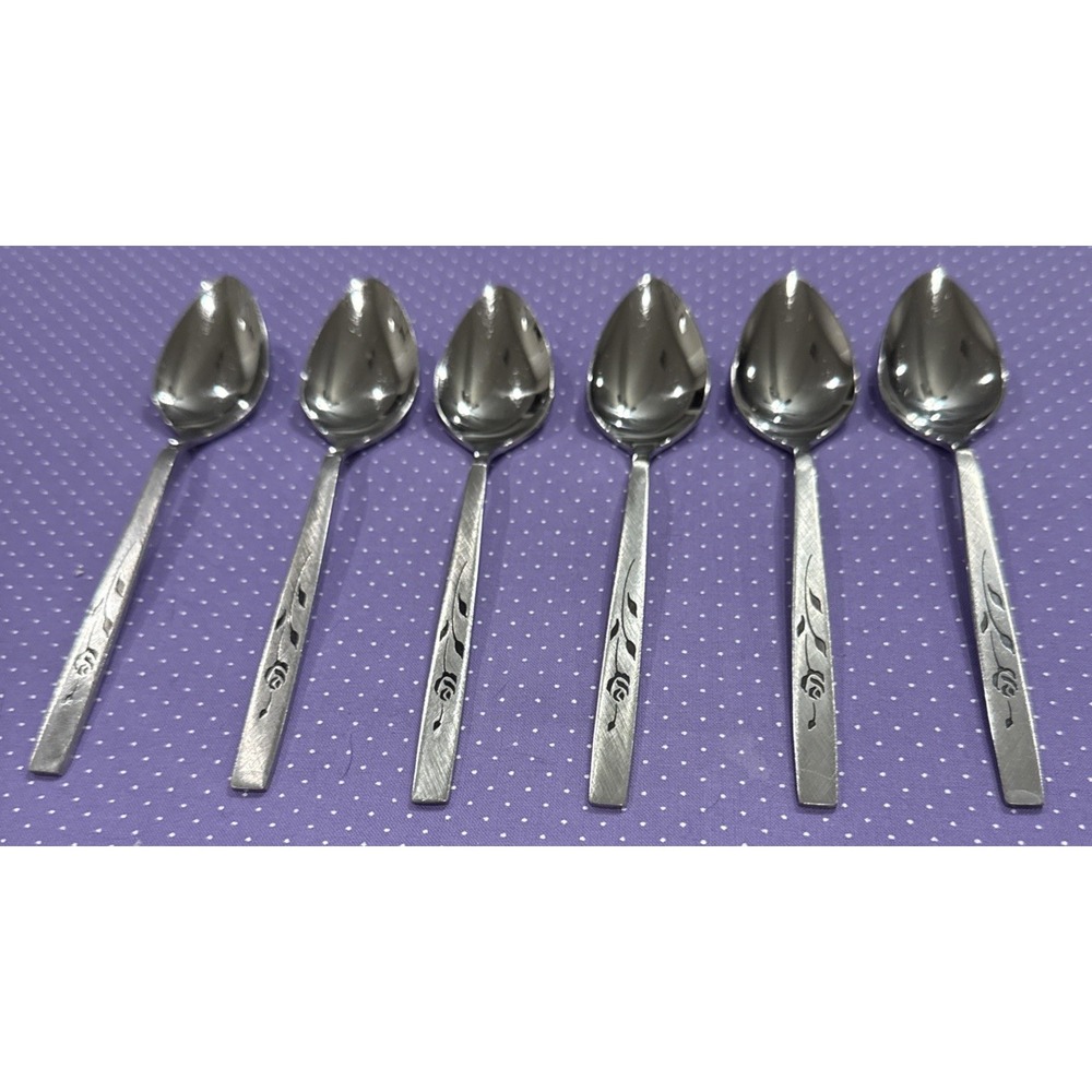 Oneida Oneidacraft Deluxe Capistrano Stainless Steel Teaspoons‎ Spoon Set Of 6